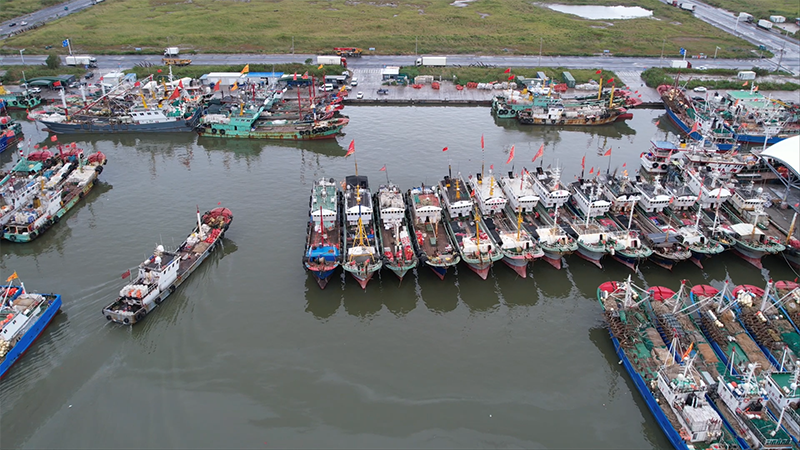 台风“梅花”来袭，启东672艘渔船全部进港避风